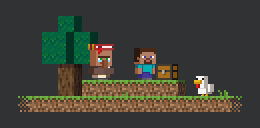 Pixel-art Minecraft scene